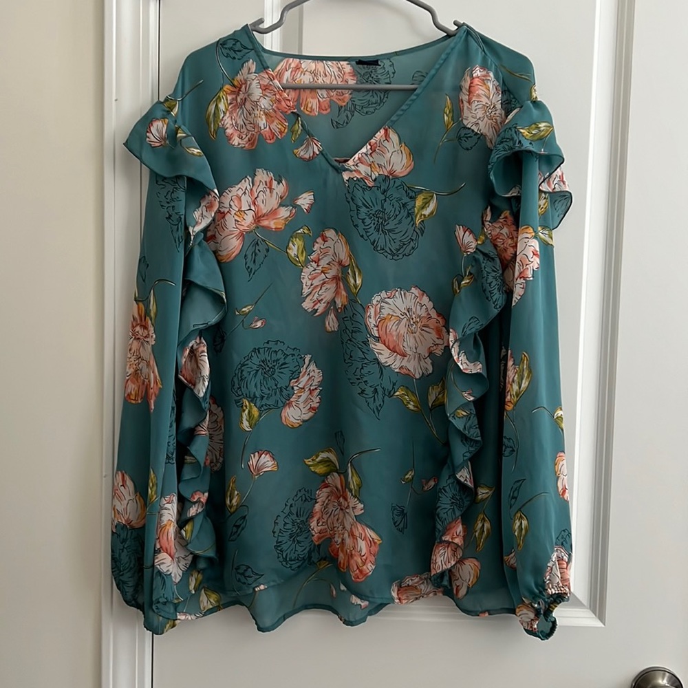 Kaari Blue Ruffle Blouse